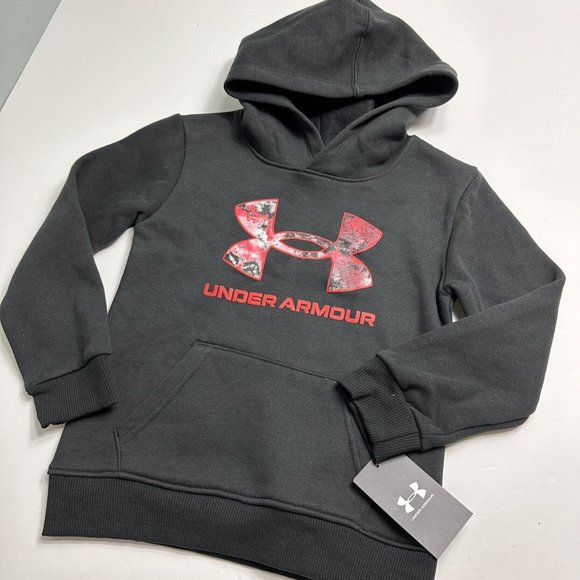 NWT Under Armour Black Hoodie (Size 6) – Red Logo, Boys - Picture 2 of 5